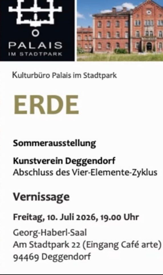 Plakat der Sommerausstellung ERDE des Kunstverein Deggendorf im Palais im Stadtpark